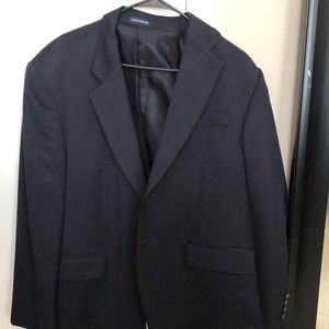 Stafford Men's Navy Blue Sport Coat Size 41 Blazer Gold Buttons Patch Pockets